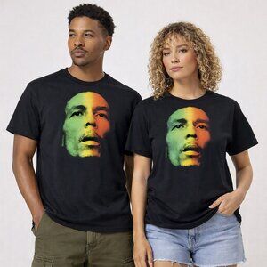 Bob Marley Rasta Face Graphic T-Shirt Black Reggae Band Tee Unisex